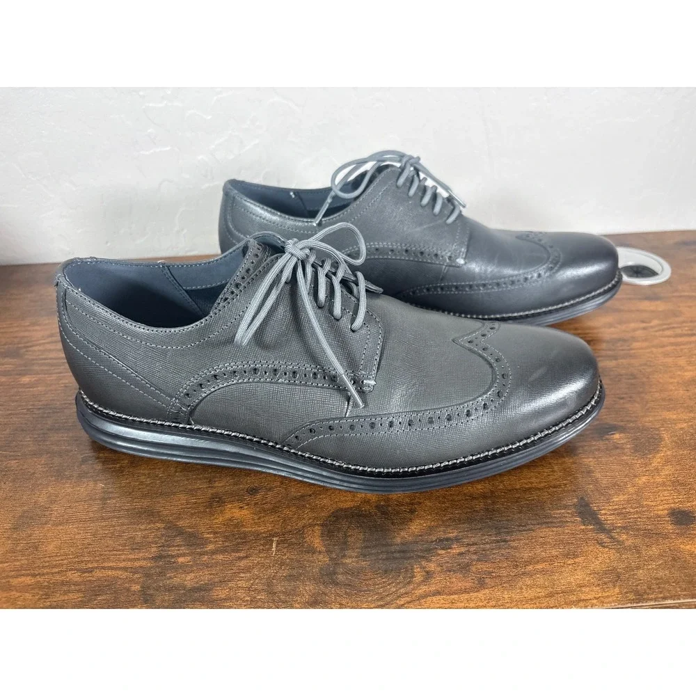 Cole Haan OriginalGrand Wingtip Oxford Mens 10.5M Grey Dress Shoes C38319
